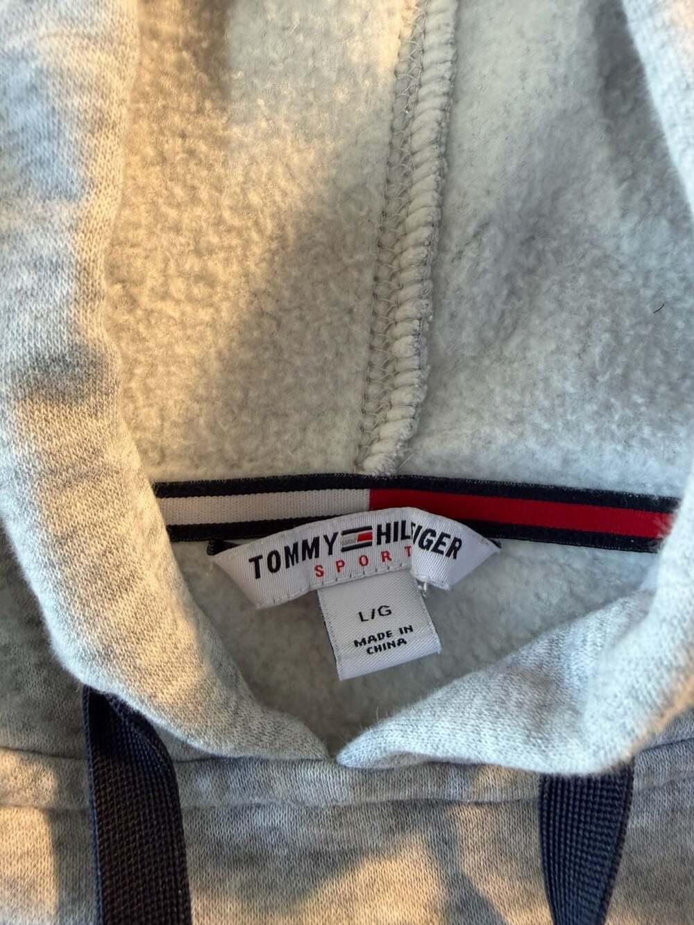 Tommy Hilfiger Sport Logo Tape Hoodie Gray Size L/G - Picture 3 of 6